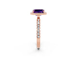Rose gold Emerald Cut Halo Diamond Pave Band with Prong Setting_2
