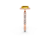 Rose gold Emerald Cut Halo Diamond Pave Band with Prong Setting_2