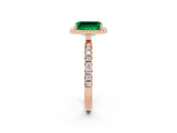 Rose gold Emerald Cut Halo Diamond Pave Band with Prong Setting_2