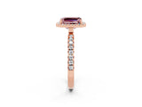 Rose gold Emerald Cut Halo Diamond Pave Band with Prong Setting_2