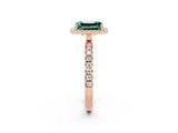 Rose gold Emerald Cut Halo Diamond Pave Band with Prong Setting_2