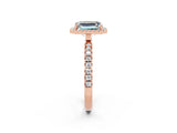 Rose gold Emerald Cut Halo Diamond Pave Band with Prong Setting_2