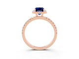 Rose gold Emerald Cut Halo Diamond Pave Band with Prong Setting_3