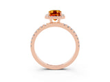 Rose gold Emerald Cut Halo Diamond Pave Band with Prong Setting_3