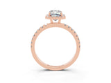 Rose gold Emerald Cut Halo Diamond Pave Band with Prong Setting_3