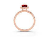 Rose gold Emerald Cut Halo Diamond Pave Band with Prong Setting_3