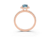 Rose gold Emerald Cut Halo Diamond Pave Band with Prong Setting_3