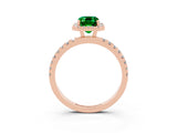 Rose gold Emerald Cut Halo Diamond Pave Band with Prong Setting_3