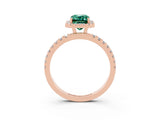 Rose gold Emerald Cut Halo Diamond Pave Band with Prong Setting_3