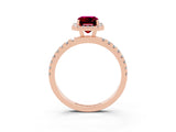 Rose gold Emerald Cut Halo Diamond Pave Band with Prong Setting_3