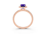 Rose gold Emerald Cut Halo Diamond Pave Band with Prong Setting_3