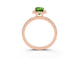 Rose gold Emerald Cut Halo Diamond Pave Band with Prong Setting_3
