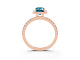 Rose gold Emerald Cut Halo Diamond Pave Band with Prong Setting_3
