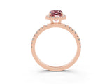 Rose gold Emerald Cut Halo Diamond Pave Band with Prong Setting_3