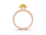 Rose gold Emerald Cut Halo Diamond Pave Band with Prong Setting_3