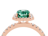 Rose gold Emerald Cut Halo Diamond Pave Band with Prong Setting_4
