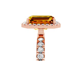 Rose gold Emerald Cut Halo Diamond Pave Band with Prong Setting_5
