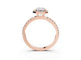 Rose gold Emerald Cut Halo Diamond Pave Band with Prong Setting_6