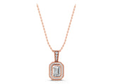 Rose gold Emerald Cut Halo Diamond Pendant with Pavé Setting_10