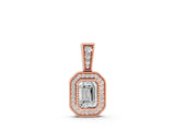 Rose gold Emerald Cut Halo Diamond Pendant with Pavé Setting_9