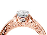 Rose gold Emerald Cut Halo Diamond Ring with Channel Set Band and Four-Prong Setting_36