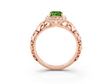 Rose gold Emerald Cut Halo Diamond Solitaire with Filigree Band and Four-Prong Setting_3