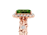 Rose gold Emerald Cut Halo Diamond Solitaire with Filigree Band and Four-Prong Setting_5