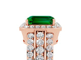 Rose gold Emerald Cut Halo Emerald Ring with Split Shank and Four-Prong Setting_5