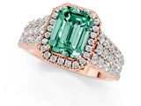 Rose gold Emerald Cut Halo Pavé Diamond Engagement Ring with Split Shank and Four-Prong Setting_1