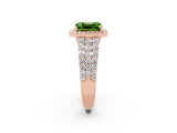 Rose gold Emerald Cut Halo Pavé Diamond Engagement Ring with Split Shank and Four-Prong Setting_2