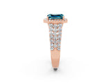 Rose gold Emerald Cut Halo Pavé Diamond Engagement Ring with Split Shank and Four-Prong Setting_2