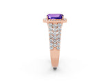 Rose gold Emerald Cut Halo Pavé Diamond Engagement Ring with Split Shank and Four-Prong Setting_2
