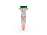 Rose gold Emerald Cut Halo Pavé Diamond Engagement Ring with Split Shank and Four-Prong Setting_2
