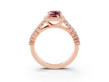 Rose gold Emerald Cut Halo Pavé Diamond Engagement Ring with Split Shank and Four-Prong Setting_3