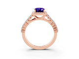 Rose gold Emerald Cut Halo Pavé Diamond Engagement Ring with Split Shank and Four-Prong Setting_3