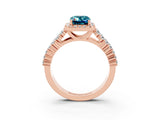 Rose gold Emerald Cut Halo Pavé Diamond Engagement Ring with Split Shank and Four-Prong Setting_3