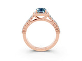 Rose gold Emerald Cut Halo Pavé Diamond Engagement Ring with Split Shank and Four-Prong Setting_3