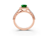 Rose gold Emerald Cut Halo Pavé Diamond Engagement Ring with Split Shank and Four-Prong Setting_3