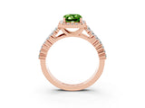 Rose gold Emerald Cut Halo Pavé Diamond Engagement Ring with Split Shank and Four-Prong Setting_3