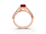 Rose gold Emerald Cut Halo Pavé Diamond Engagement Ring with Split Shank and Four-Prong Setting_3