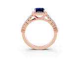 Rose gold Emerald Cut Halo Pavé Diamond Engagement Ring with Split Shank and Four-Prong Setting_3