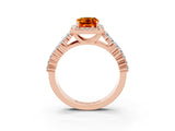 Rose gold Emerald Cut Halo Pavé Diamond Engagement Ring with Split Shank and Four-Prong Setting_3