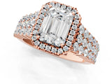 Rose gold Emerald Cut Halo Pavé Diamond Engagement Ring with Split Shank and Four-Prong Setting_4