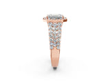 Rose gold Emerald Cut Halo Pavé Diamond Engagement Ring with Split Shank and Four-Prong Setting_5