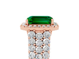 Rose gold Emerald Cut Halo Pavé Diamond Engagement Ring with Split Shank and Four-Prong Setting_5