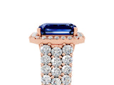 Rose gold Emerald Cut Halo Pavé Diamond Engagement Ring with Split Shank and Four-Prong Setting_5