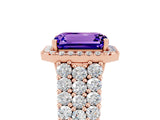Rose gold Emerald Cut Halo Pavé Diamond Engagement Ring with Split Shank and Four-Prong Setting_5