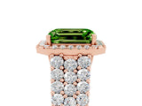 Rose gold Emerald Cut Halo Pavé Diamond Engagement Ring with Split Shank and Four-Prong Setting_5