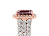 Rose gold Emerald Cut Halo Pavé Diamond Engagement Ring with Split Shank and Four-Prong Setting_5