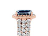 Rose gold Emerald Cut Halo Pavé Diamond Engagement Ring with Split Shank and Four-Prong Setting_5